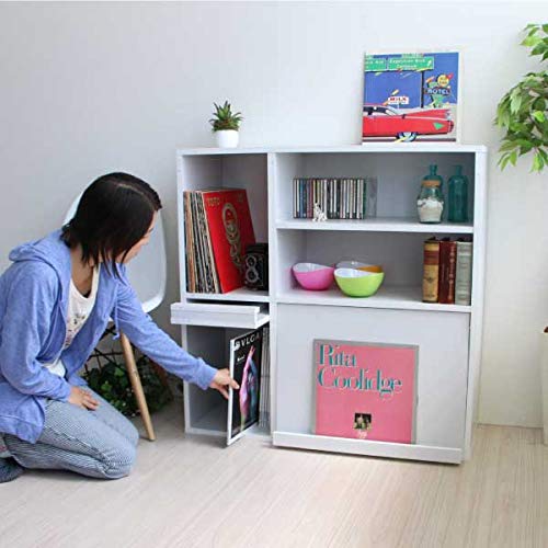 Amazon｜ディスプレイラック 本棚 スリム 新生活 フラップ扉付 収納