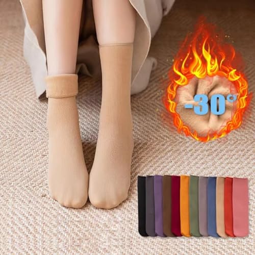 Janemore Fleececozy - Ultra Soft Velvet Slim Thermal Socks, Women's One Size Black & Orange Slipper Socks, 6 Count2