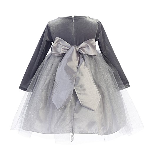 Holiday/Fall/Christmas Stretch Velvet and Glitter Tulle Girls Dress2