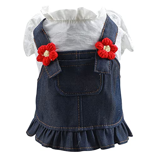 KIBIA犬服 ドレス ワンピース スカート デニム ペット服 ドッグウェア ペットウェア 春夏 ペット用 犬用 通気 涼やか 柔らかい お散歩 お出かけ