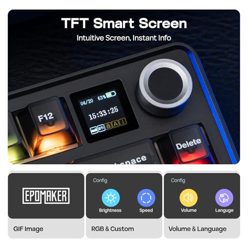 Image of EPOMAKER X Aula F75 MAX Wireless Mechanical Keyboard with TFT Screen and Knob, Gasket Keyboard in 75% Layout, Hot Swappable Gaming Keyboard for PC /Mac /Linux (Matte Black)
