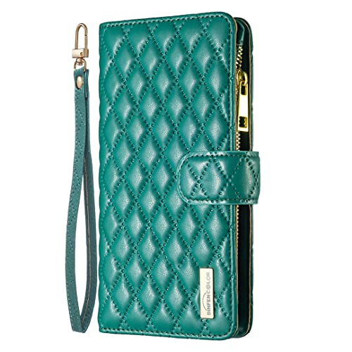 Étui portefeuille en cuir pour Samsung A36 5G Wuhaizher avec béquille et silicone antichoc Vert