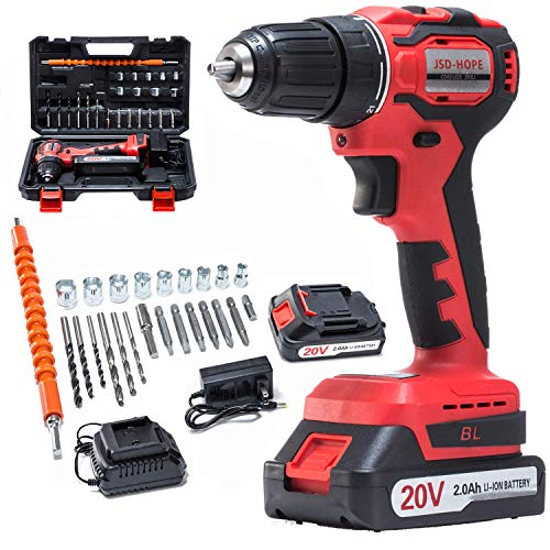 20V Cordless Drill Driver,28cs Accessories Electric Power Drill Set 320 in-lbs Torque, Variable Speed, 3/8 inches Keyless Chuck, Built-in LED, 2000mAh Battery and Fast Charger