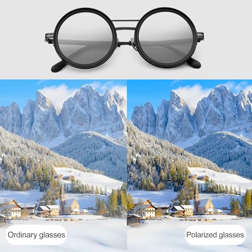 Adjustable Tint Polarized Sunglasses for Men Women Round Retro Circle Eyeglasses with UV Protection Gradient Lenses for Beach4