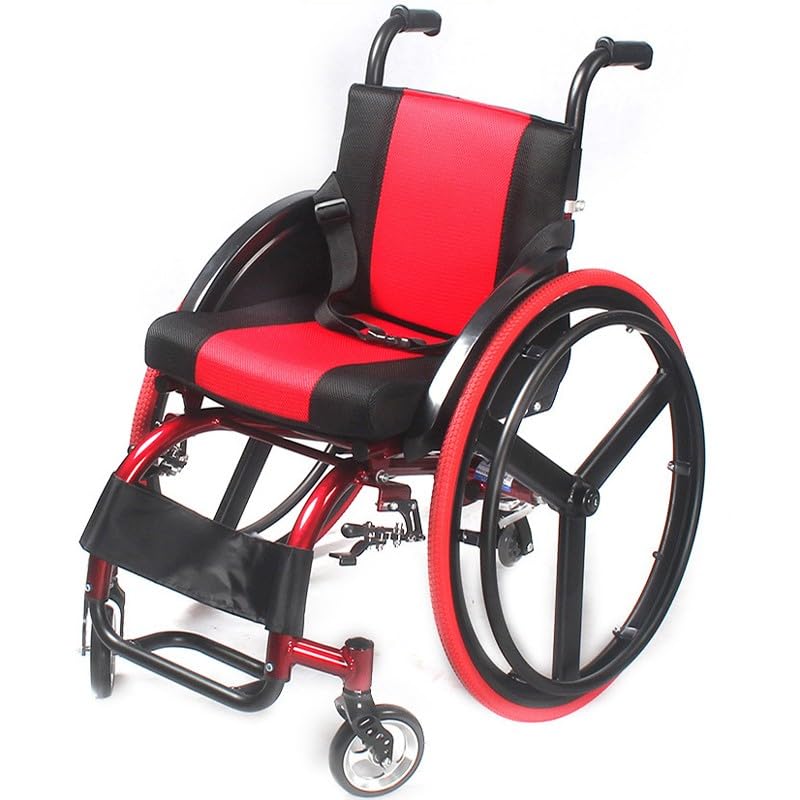 Sports Wheelchair, Self-Propelled Wheelchair Lightweight Foldable, Shock-Absorbing and Anti-Rollover Transport Wheelchair, Fashionable Travel Wheelchair for Teenagers