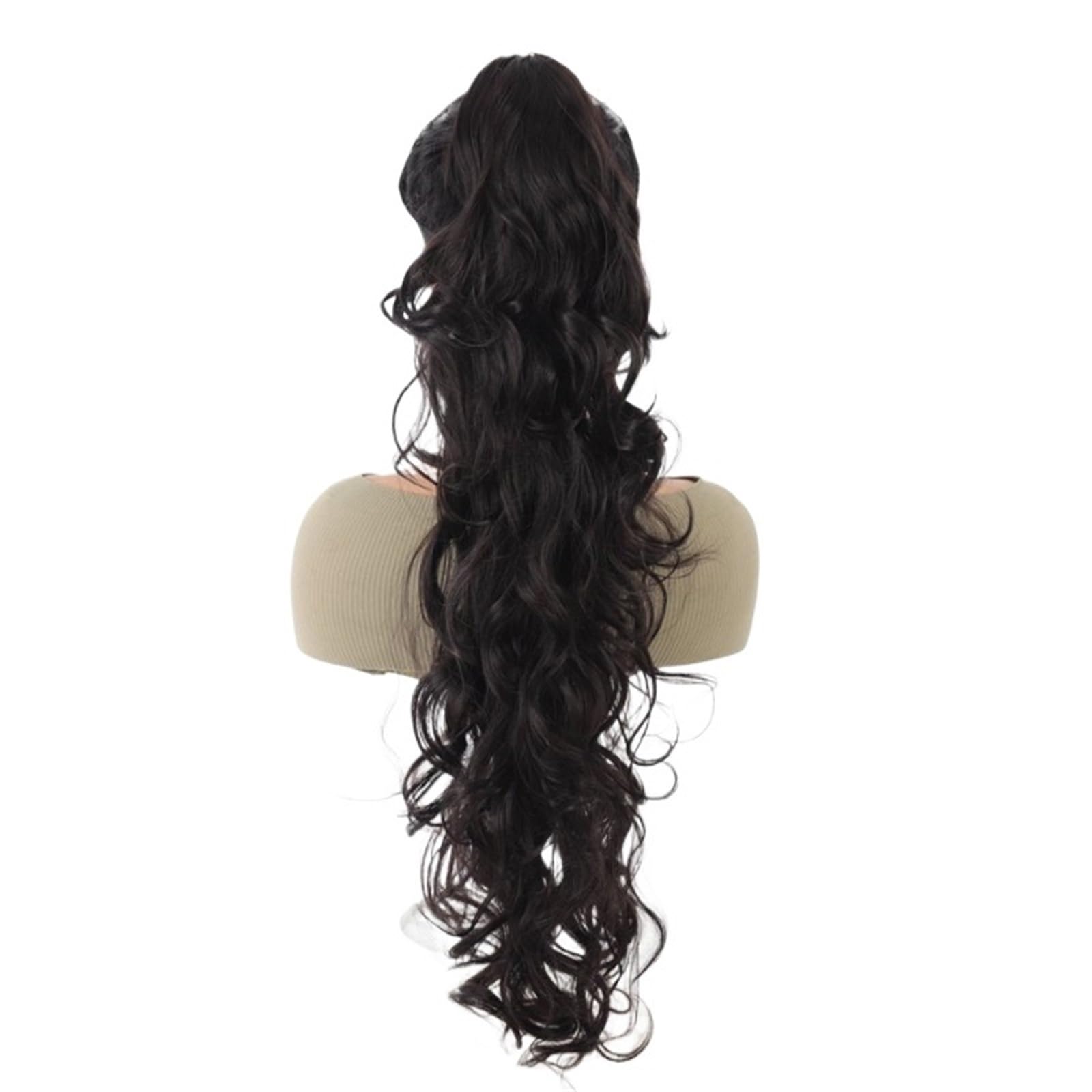 Libangrong-888 Women's Black Wigs Long Curly Hair, Ponytail, Wig, Big Wave, Grab Clip Natural Wig(Black)