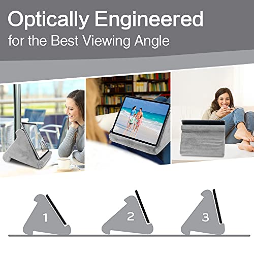 XOCOY Multi-Angle Soft Pillow Lap Stand, Tablet Stand Pillow, Book Couch Pillow Stand, Tablet Wedge Holder, Portable Triangle Tablet Stand for Tablets, eReaders, Smartphones, Books (Gray) - Image 3