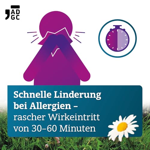 Bilastin ADGC® 50 St - Allergietabletten bei Heuschnupfen - schnell & langanhaltend bis 24 St. wirksam bei allergischem Schnupfen, Nesselsucht(Urtikaria), Juckreiz, Tierhaar- und Hausstauballergie