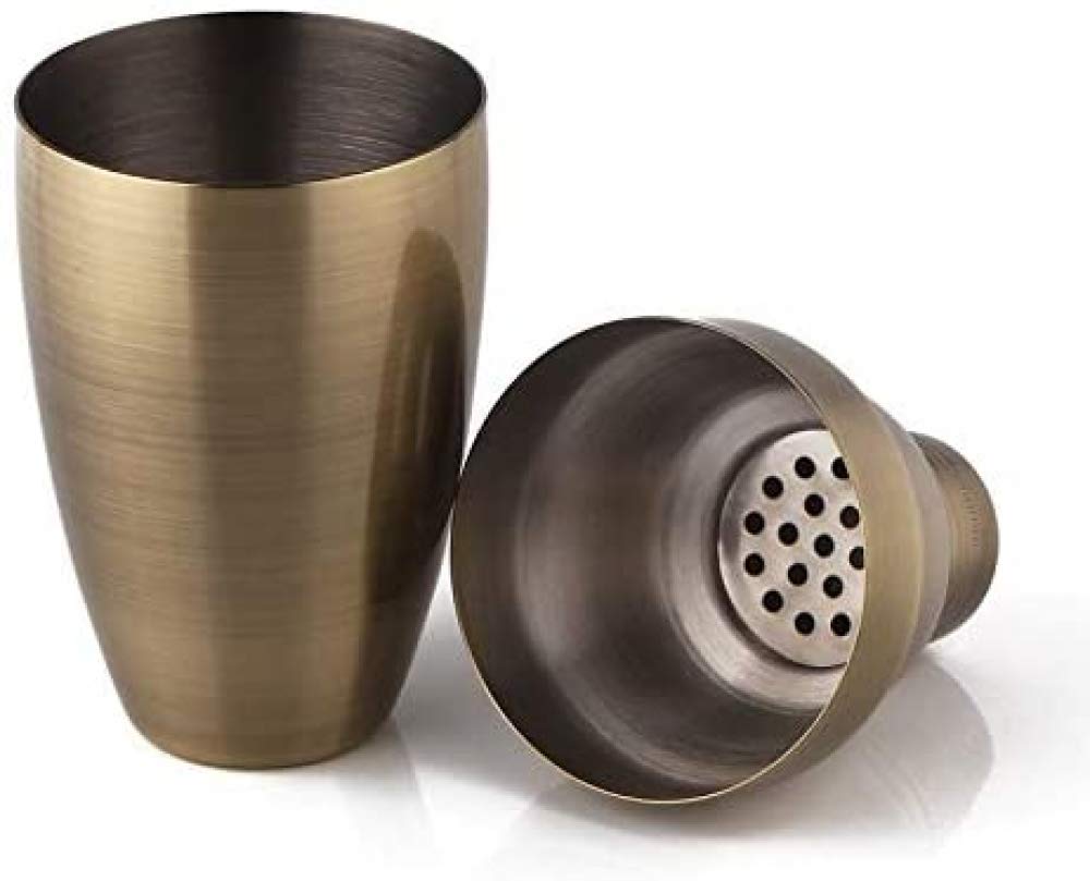 zaizai Shaker per Cocktail Cobbler, 500 Ml, Bronzo in Acciaio Inossidabile 310 G con Filtro Incorporato, Strumento Barman