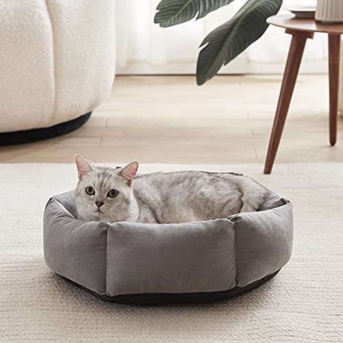Western Home Cat Beds for Indoor Cats Dogs, Kitty Puppy Kitten Bed Round Soft Plush Flannel Pet Cushions Beds Washable - Image 3