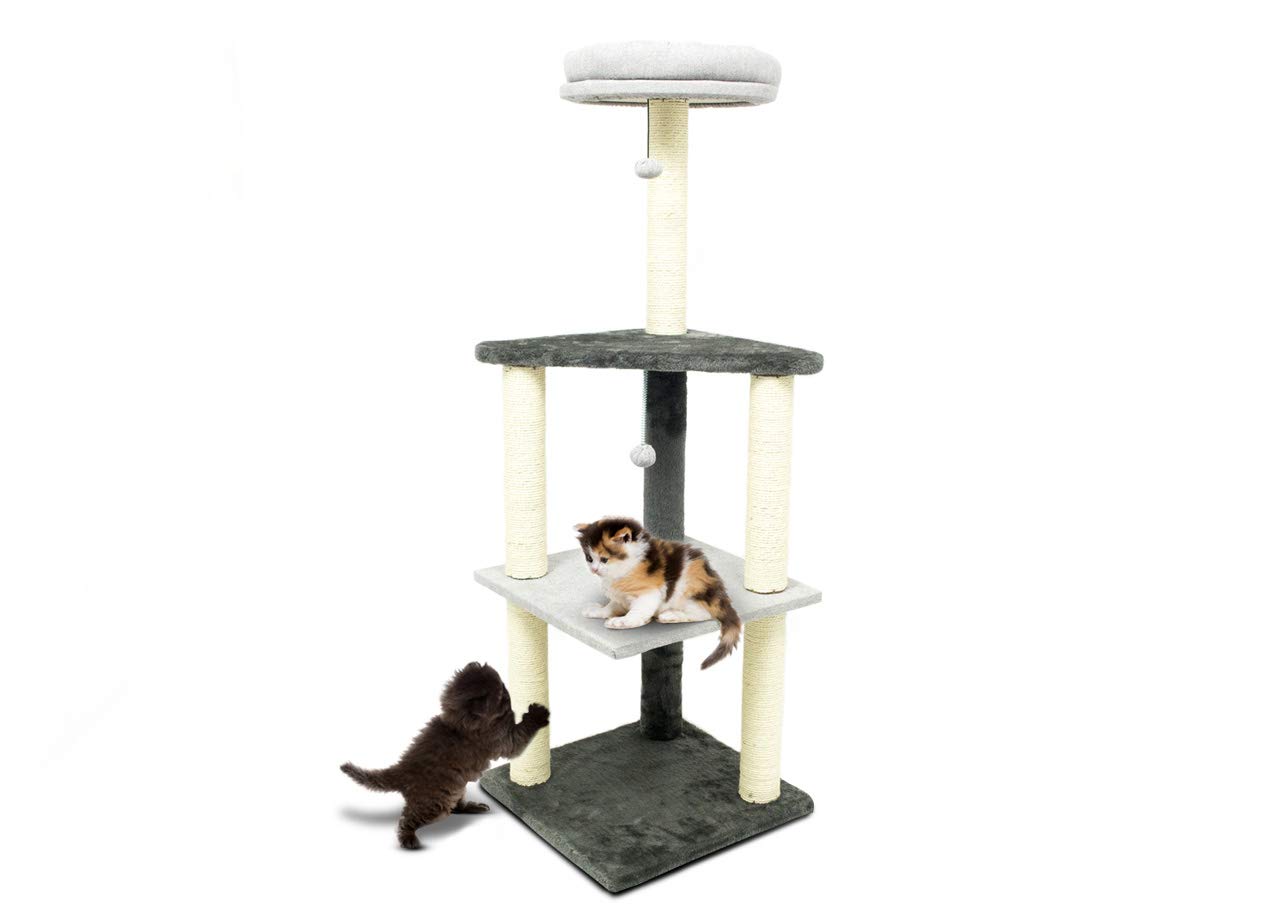 BIANCHERIAWEB Tiragraffi Ad Albero Giocattolo Palestra Per Gatti Modello Triple 40x40x120 cm