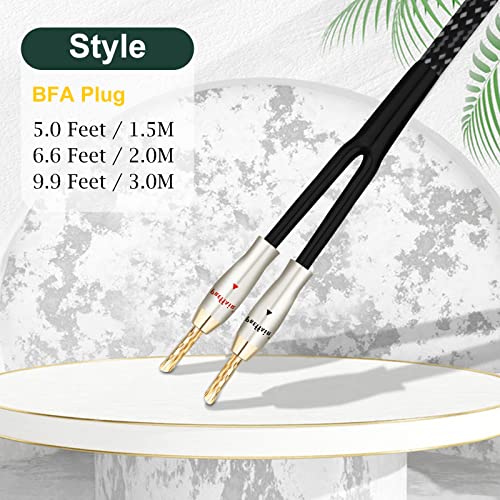 Audiophile 14 Awg 7N Occ Copper Hifi Speaker Cable Silver Plated Speaker Wire With Bfa Banana Plug For Hifi Audio System (10 Ft / 3M) #TOP5