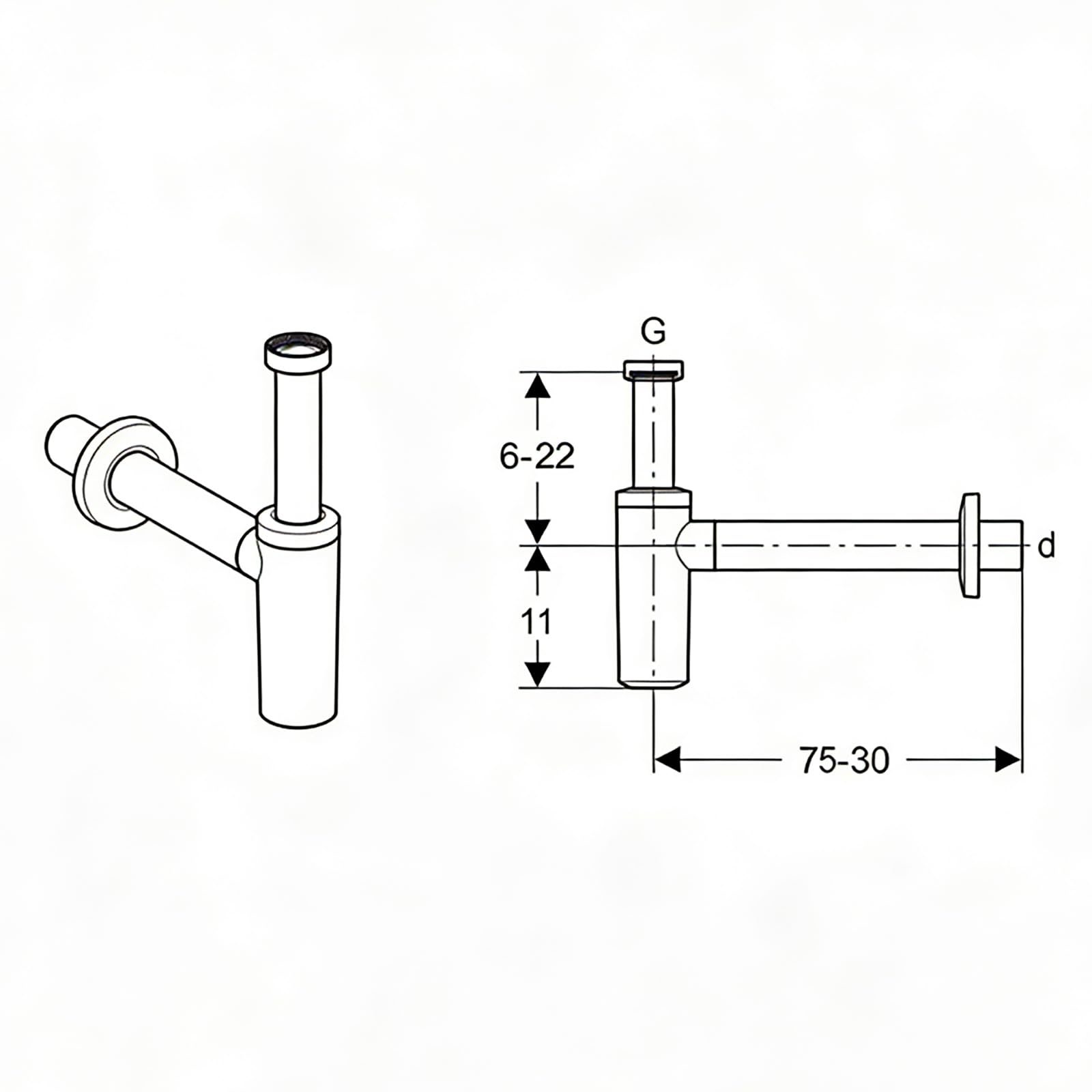Siphon Waschbecken mit Pop Up Ablaufventil und Überlauf,Höhenverstellbares,Geruchsdichte,Ablauf Garnitur Siphon Küchenspüle