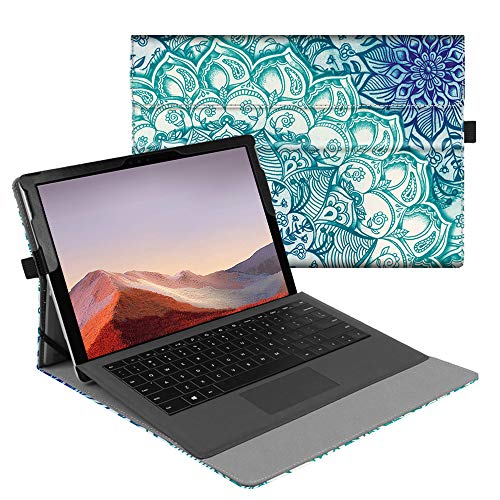 Fintie Case for New Microsoft Surface Pro 7 / Pro 6 / Pro 5 / Pro 4 / Pro 3 12.3 Inch Tablet - Multiple Angle Viewing Portfolio Business Cover, Compatible with Type Cover Keyboard (Emerald Illusions)