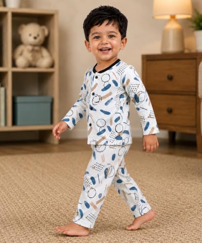 Image of 3BROS BodySuit /Dress for Boys /Girls Full Pajama & Casual Full Sleeves Night Suit Top Combo Kids Set