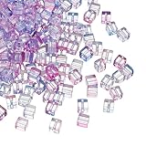 sourcing map 500 cuentas cúbicas de cristal, cuentas espaciadoras cuadradas facetadas de cristal transparente de 7 mm, suministros para hacer manualidades, pulseras, pendientes, collares, color azul y