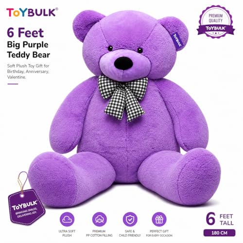 Image of Giant Purple Teddy Bear 7 Feet | Big Size Soft Toy for Girls, Cute Hugging Teddy, Valentine Gift, Birthday Gift, Plush Toy for Girlfriend & Kids
