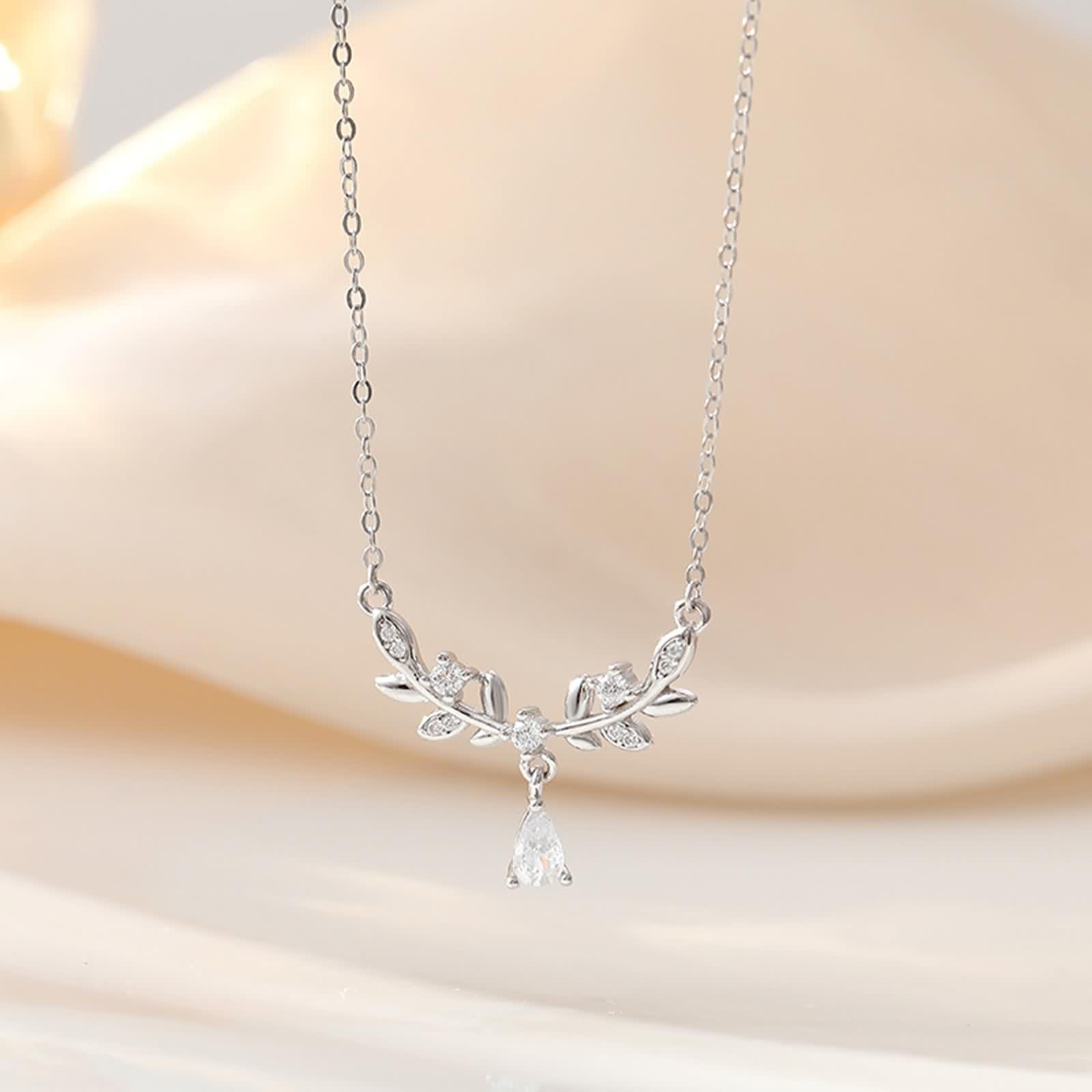Moissanite Collana, Collane Donna Eleganti Ciondolo Catenina Gioielli Oro Bianco 9K/14K/18K Grano 40+5cm