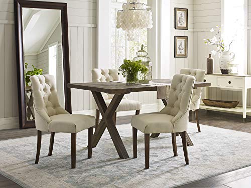 Finch Elmhurst Modern Button-Tufted Dining Chair, Elegant High Back Upholstered Fabric Accent, Set Of Two, Cream #TOP3