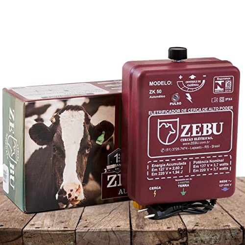 Eletrificador De Cerca Elétrica Rural Zebu ZK50 Bivolt Vermelho