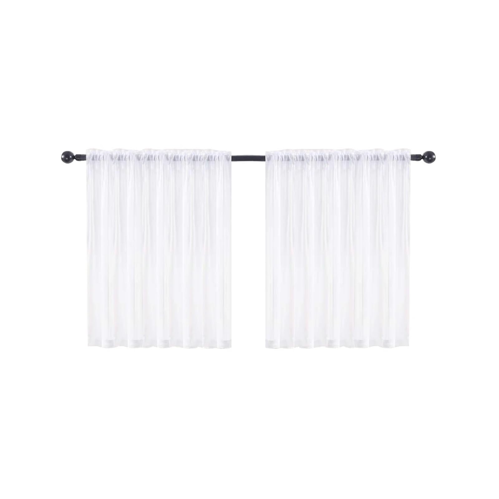 LuoAXINN Short Curtains Solid Short Sheer Curtains | Gauze Tulle Voile Window Panels | Waffle Weave Tier Kitchen & Bathroom(White-1 Panel,W76xH60cm)
