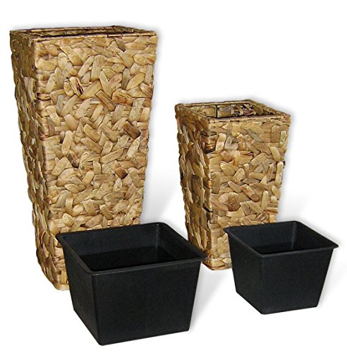 KMH®, 2er Set Pflanztöpfe aus handgeflochtener Wasserhyazinthe (#204003)
