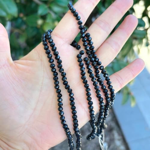 Image of 500pcs Czech Faceted Rondelle Crystal Glass Beads 4mm Small Tiny Bulk Jet Black