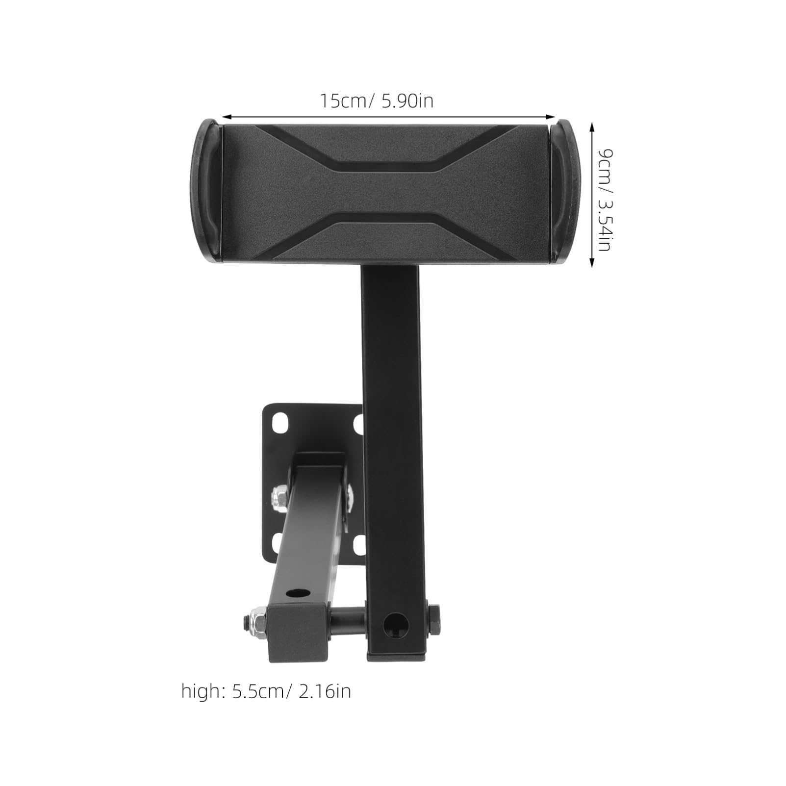 NUOBESTY Supporto da Parete per Telefono e Tablet in Lega di Alluminio Nero | Bracci Regolabili, Sfere Girevoli, Clip Robusta, Pieghevole e Ruotabile a 360°