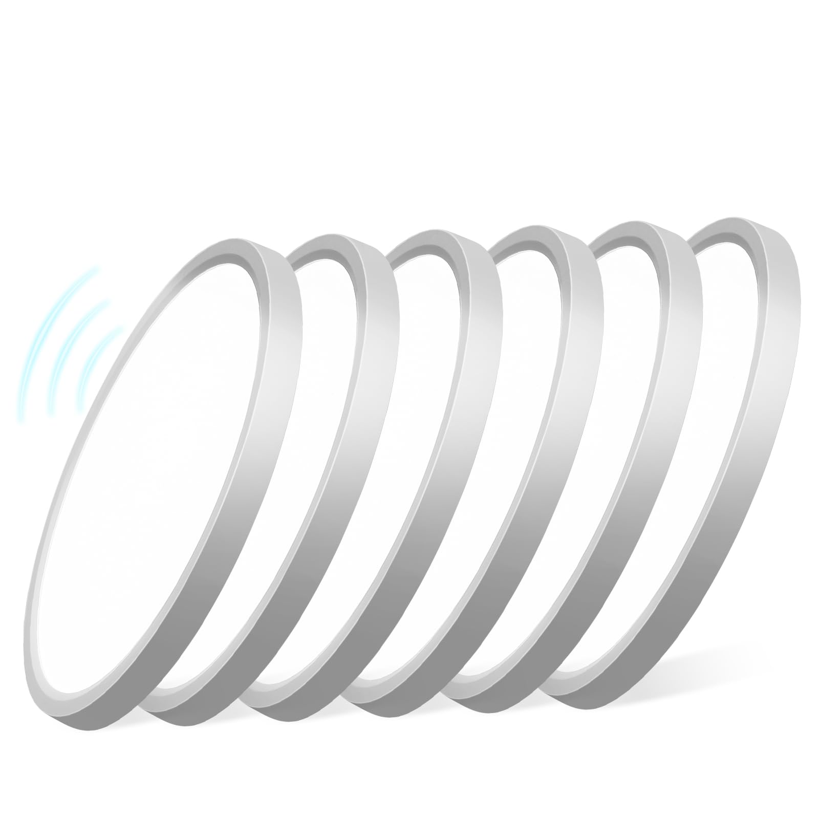 6 Stück Deckenleuchte mit Bewegungsmelder, 18W 1800LM LED Lampe mit Radar Bewegungssensor Innen, IP44 Runde Deckenlampe Ultraflach 4000K Neutralweiß Lampe für Flur Treppe Keller Balkon Lager, φ23CM