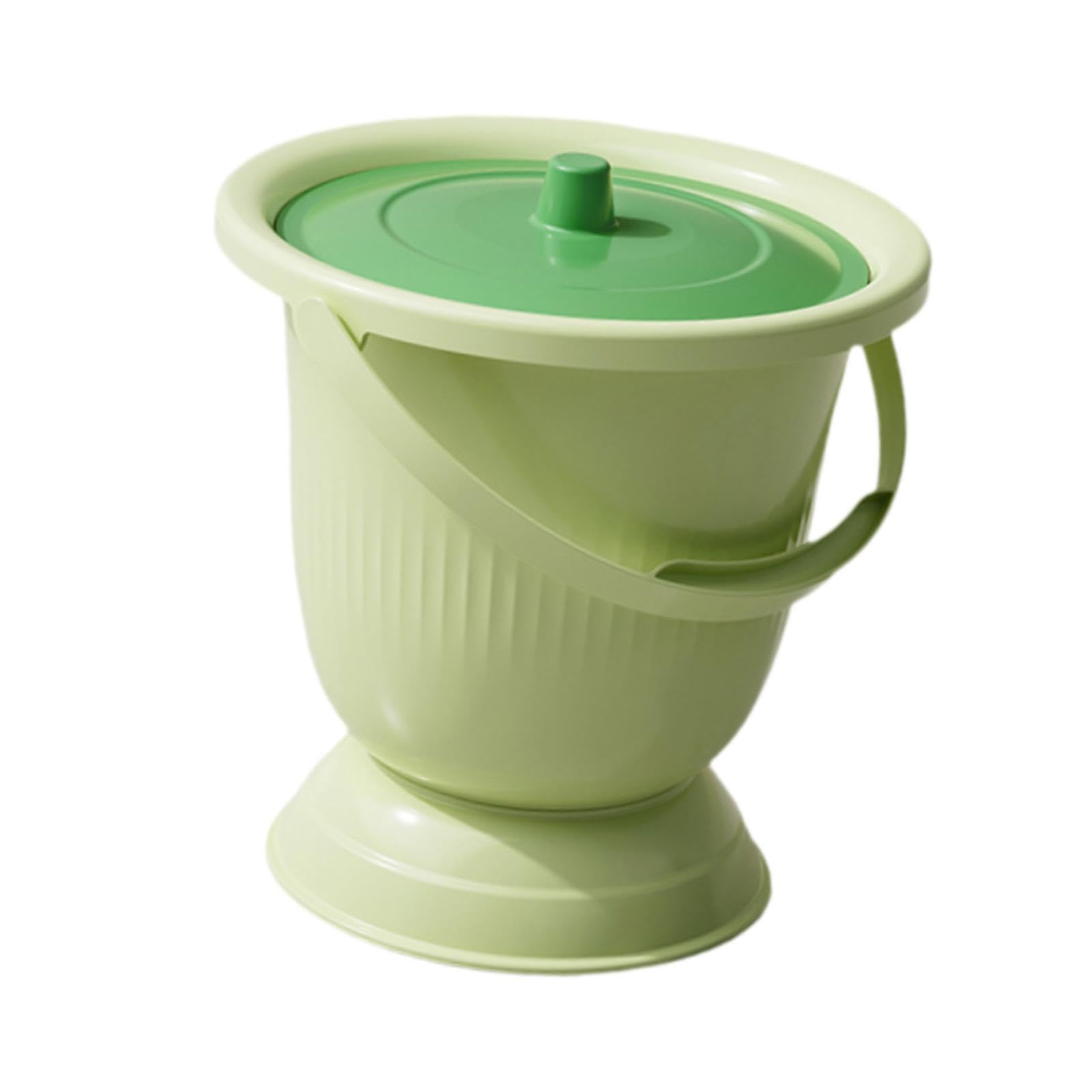 MagiDeal Vaso di pentola orinatoio vaso per bagno capezzo secchio da commodo sputoon portatile con coperchio e manico anziana maschio femmina, Verde
