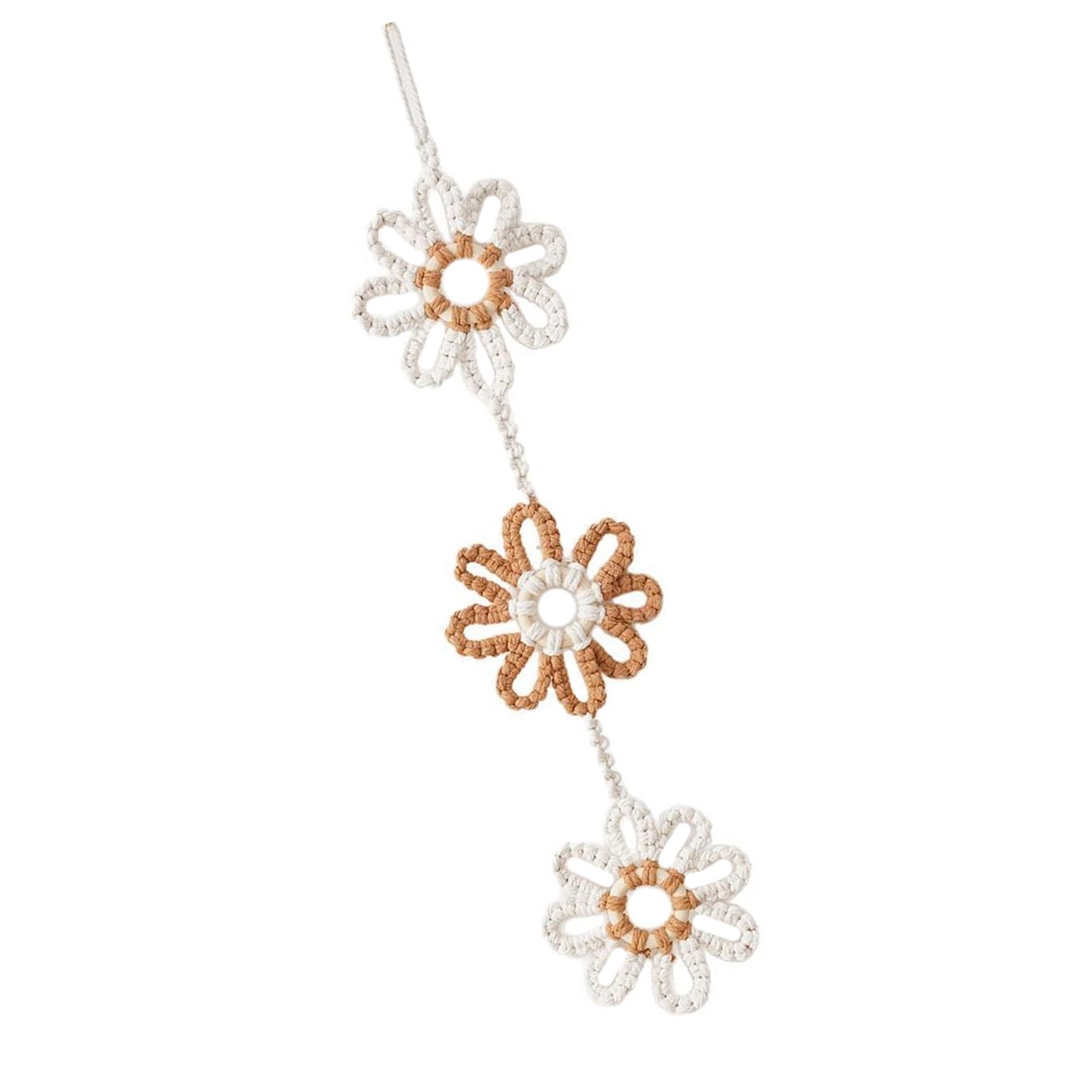 Handwoven Cotton Rope Flower Macrames Wall Hanging Pendants Ornament Decoration for Bedroom Living Space Nursery Weave Wall Art Flower Hanging Ornament