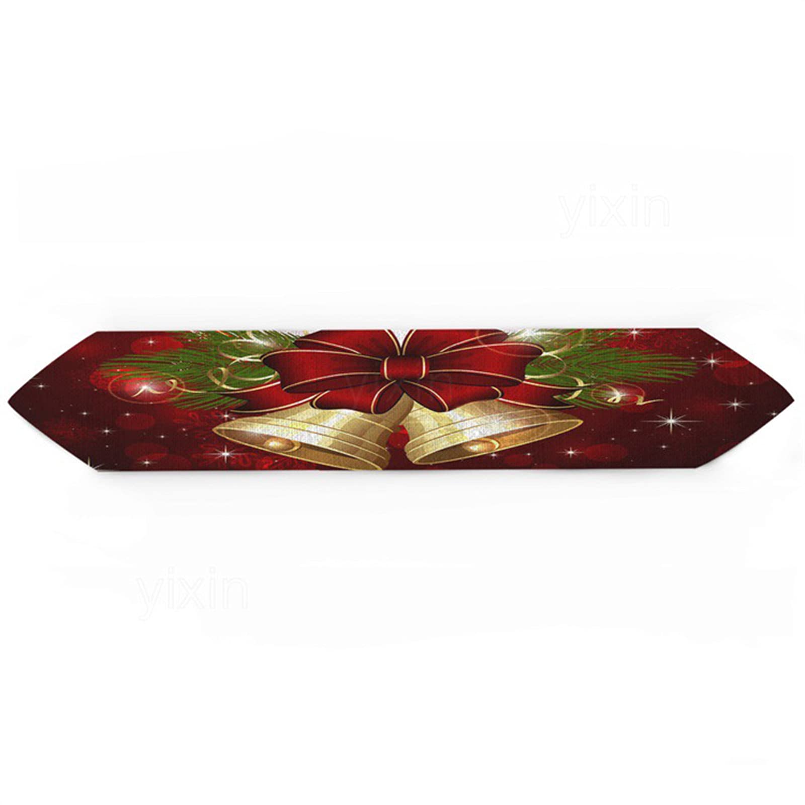 Runner Tavola 33x229CM Campane Runner Tavolo Rosso Cotone Decorazione Tavola - Stile 1