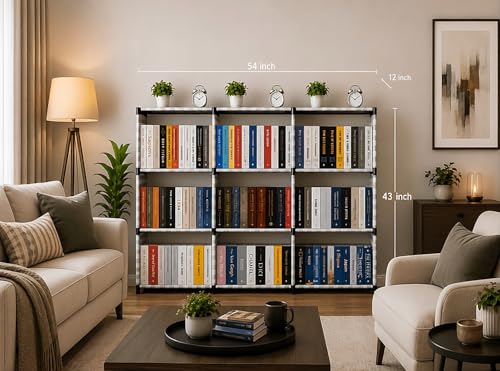 Image of NUMENN 9-Rack Portable Bookshelf Organizer | Multipurpose Fabric Bookcase with Durable Plastic Frame | Open Display Storage Rack for Living Room, Bedroom, Study & Office (9 Layer with Cover)