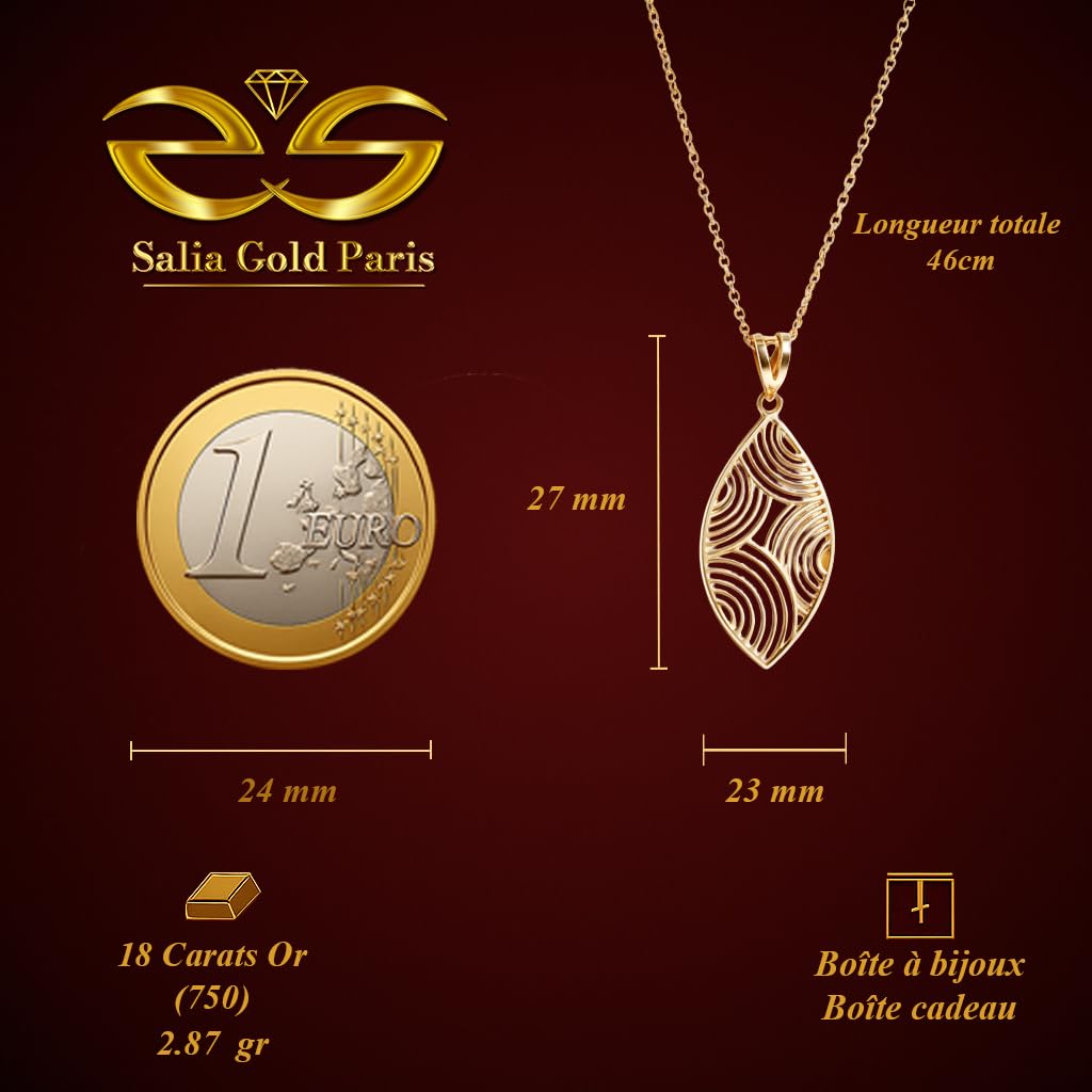 Collar de oro amarillo de 18 quilates, diseño geométrico contemporáneo, 2,87 g, cadena de cable 46 cm