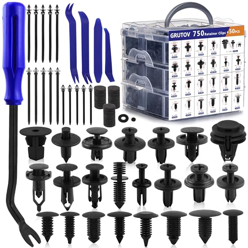 Image of Car Clips Plastic Rivets Bumper Shield Retainer Clips 800PCS Car Xmas Tree Fasteners Kit Most Common Sizes Auto Body Push Pin Rivets with Removers for Ford Honda Chrysler GM