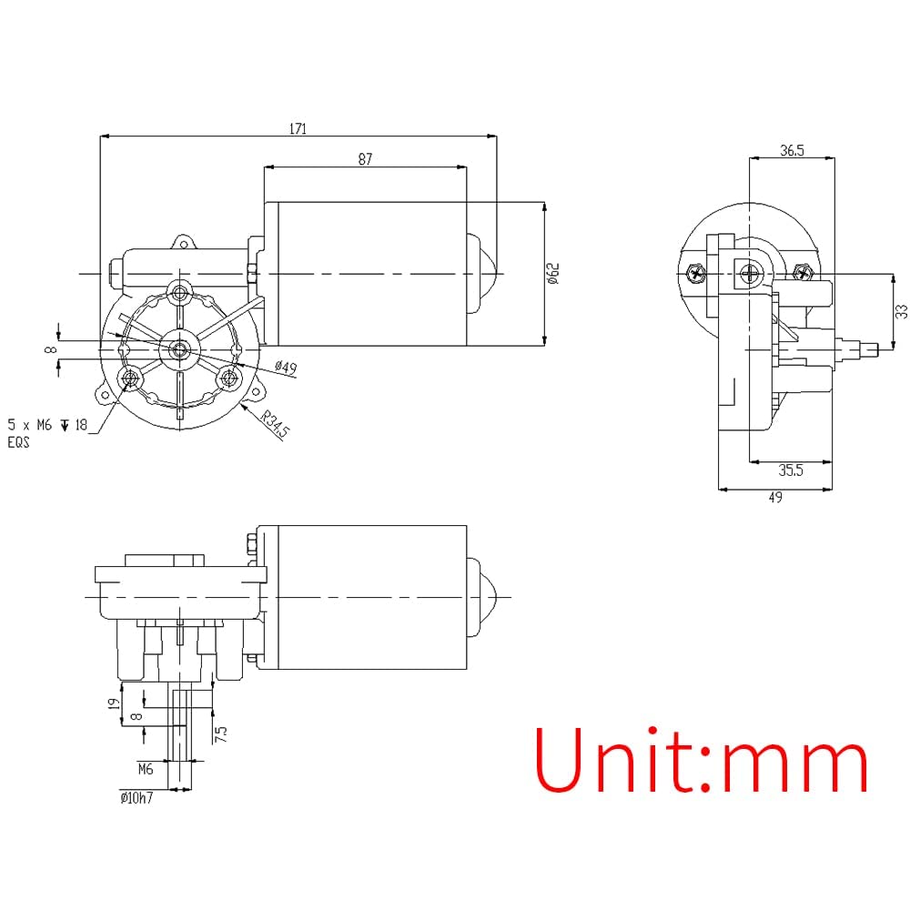 Trasmissione motore DC 12 V 24 V, motoriduttore a vite senza fine elettrico, ad angolo retto, commutabile con ingranaggi a sinistra, per sostituzione porta garage, 24V-30W, 50rpm-L-SS, 0