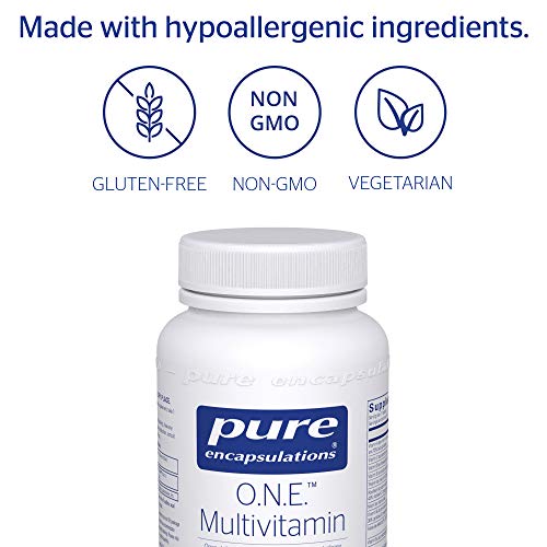 Pure Encapsulations - O.N.E. Multivitamin - Once Daily Nutrient Essentials with Metafolin L-5-MTHF and Sustained Release CoQ10 - Hypoallergenic Dietary Supplement - 60 Capsules