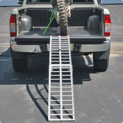 Rampa plegable de aluminio para carga, escalera ligera portátil para acceso vehicular, diseño plegable con tracción antideslizante, apta para motocicletas y camionetas, uso exterior miniatura 5