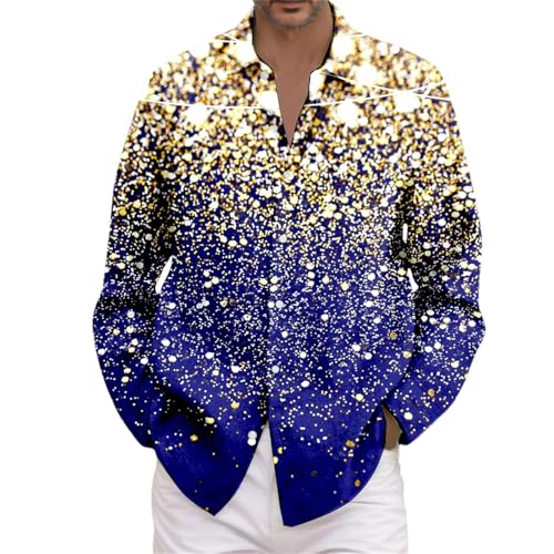 Disfraz de 2026, camisa de manga larga con estampado de lentejuelas brillantes para carnaval, celebración de fiesta y actuación en escenario, azul, 5XL