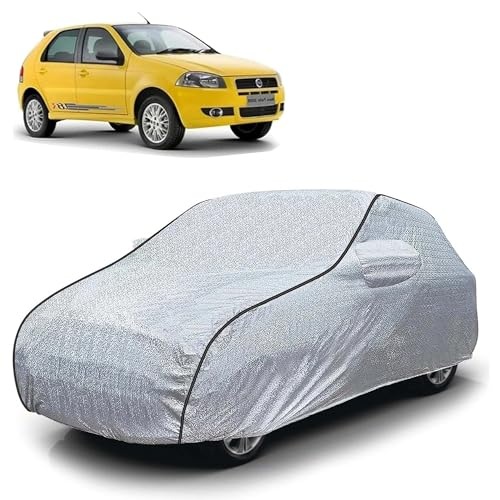 Image of Sulfar 100% Waterproof Car Body Cover Compatible with Mirror for Fiat Palio D (Triple Stitched, Full Bottom Elastic, Magic Silver with Black Piping)