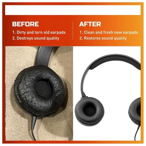 Image of Crysendo Headphone Cushion 70mm / 6cm Headphone Cushion for JABRA Evolve 30 Headset | Replacement Headphones Cushions Pads PU Leather & Upgraded Soft Foam (Black)