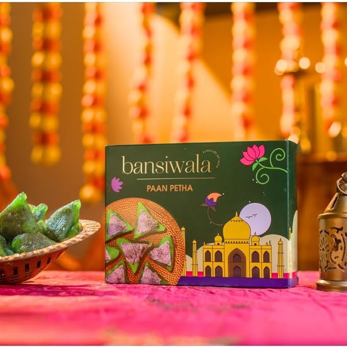 Image of Bansiwala Gulkand Paan Petha | Made in Agra | Filled with Gulkand | Indian Mithai | 250 gm | Pack of 2