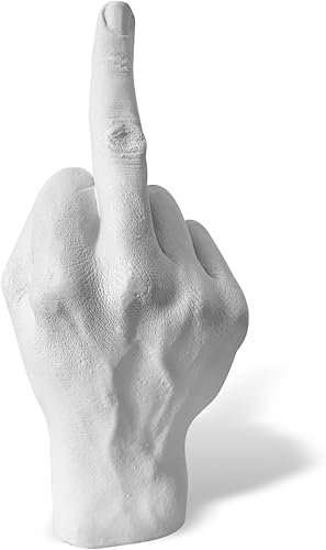 Miniatura 1 de Letrero de poliresina blanca con gesto de paz, decoración de estantes bohemios, detalles para decoración de estantes, dedos medios, broma práctica,