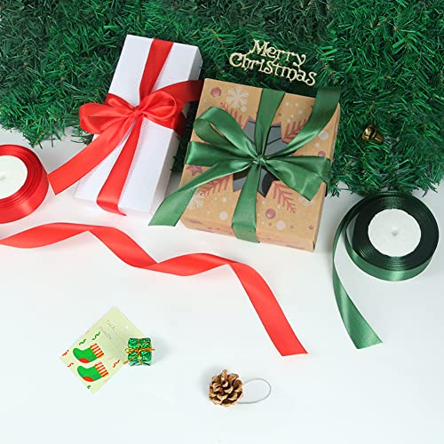 tenn well Green Red Satin Ribbon 25mm, 44 Meters Smooth Fabric Satin Ribbon for Gift Wrapping Crafting, Hair Bows - Image 4