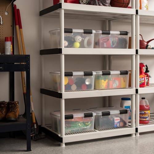 Image of IRIS USA WeatherPro 19 Qt Storage Bins with Lids, 6 Pack, BPA-Free Plastic Gasket Box with Tight Latch and Seal, Stackable Nestable Tote Tub - Clear /Black