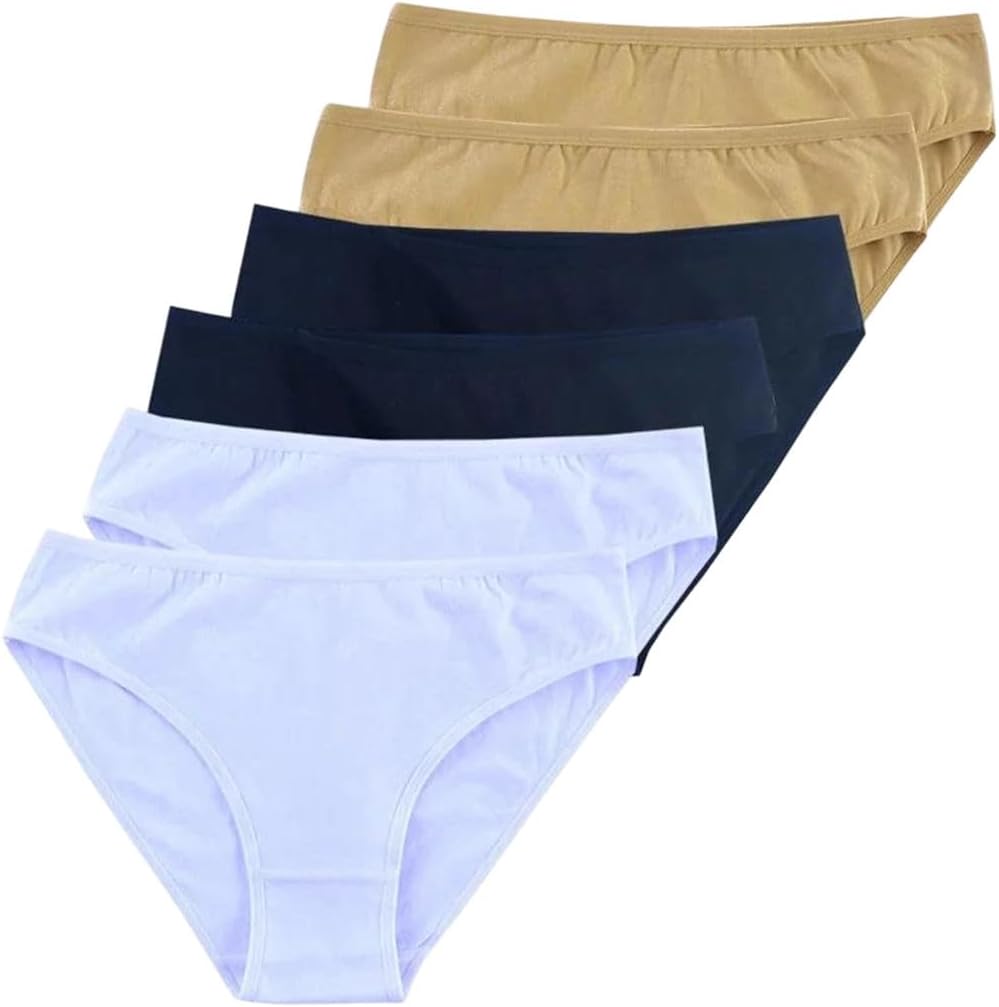 6-Piece Set Women Panties Underwear Solid Color Briefs Soft Cotton Women's Underpants