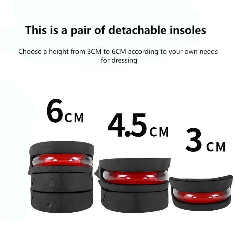 Image of Height Increase Insoles Shoe Insert, 3-Layer 6CM Air Cushion Design, Black