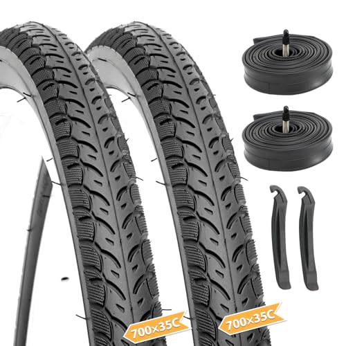 Hycline Road Bike Tires Set: 2-Pack 700x35C(37-622) Folding Replacement...