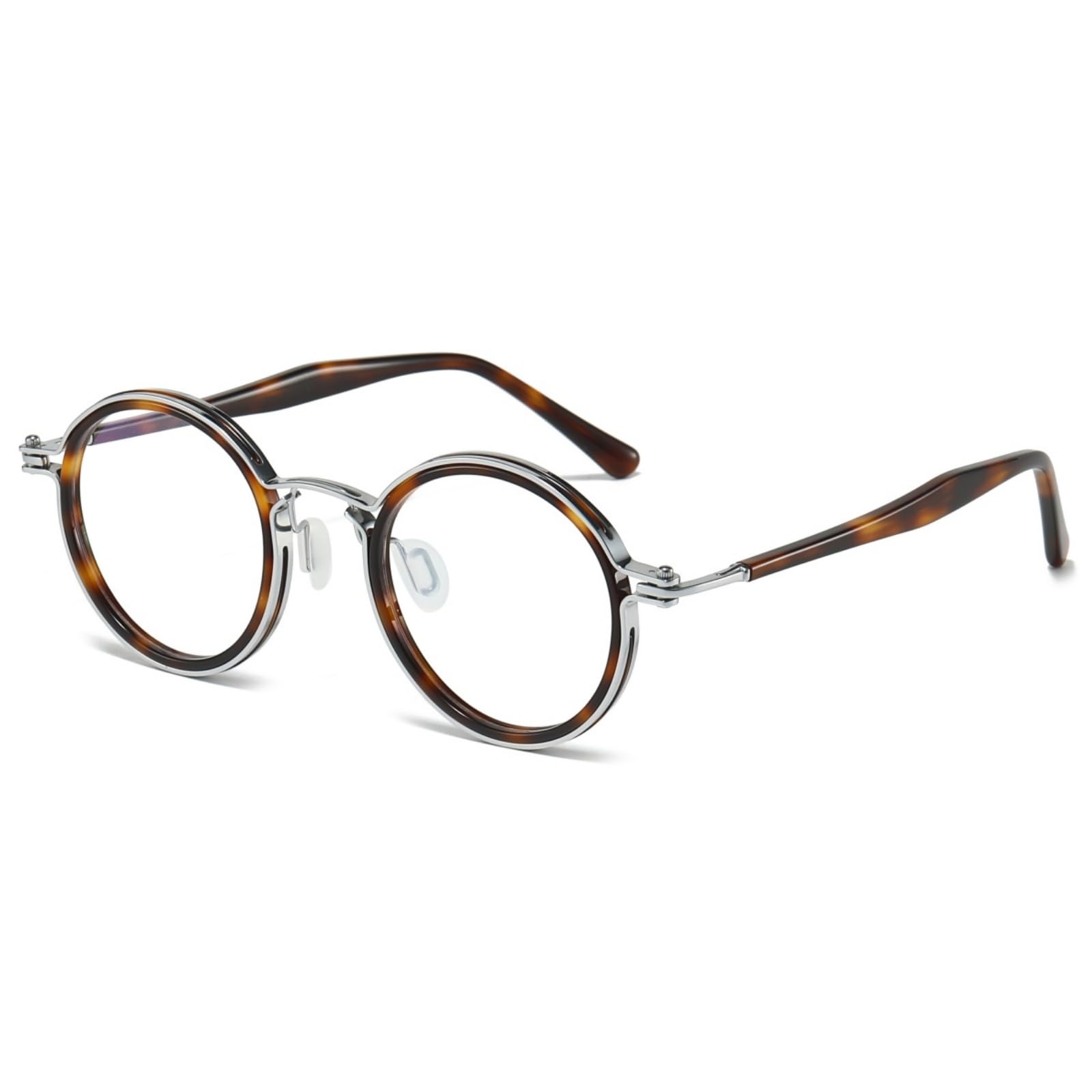 JOLLYNOVA Tate - Marco de gafas graduadas de acetato de titanio retro, gafas redondas de lujo con lentes de luz azul