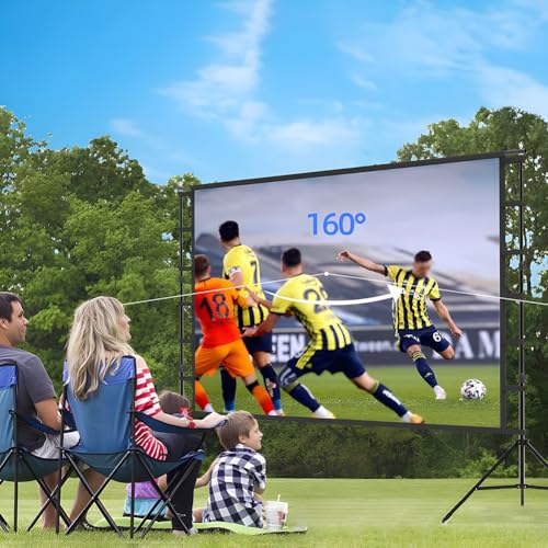 Pantalla de proyector con soporte, pantalla portátil con bolsa de transporte, pantalla de proyección frontal y trasera HD 4K 16:9 para cine en casa y noche de películas al aire libre (60 pulgadas) miniatura 2